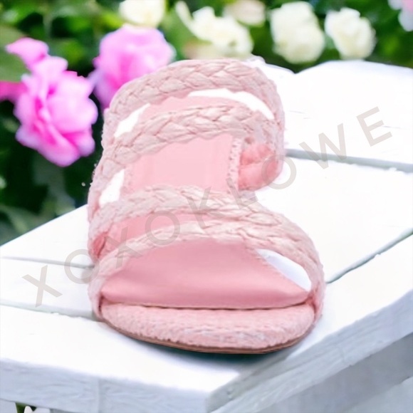 Qupid Pink Braided Raffia Block Heel Sandal - Picture 9 of 13